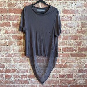 Raquel Allegra grey asymmetrical top